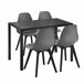 Juego de comedor Mesa + 4x sillas minimalista vidrio + plástico 105x60 Negro/ Gris