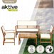 Conjunto jardín en madera de acacia con mesa, banco y 2 sillones Aktive Garden Beige