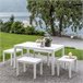 Conjunto Jardín Exterior -Set 5 - 1 mesa BRUNEI + 4 banquetas TIBET Blanco Lacado