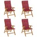 Set 4 sillas de jardin reclinables con cojines Granate