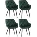 Set de 4 sillas Tanna de salón en terciopelo Verde Oscuro
