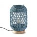 Lámpara de mesa Jiro de ratán natural Azul