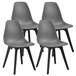 Set de 4 sillas de comedor Brevik diseño nórdico plástico Negro/ Gris