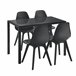 Juego de comedor Mesa + 4x sillas minimalista vidrio + plástico 105x60 Negro
