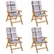 Set 4 sillas de jardin reclinables con cojines Multicolor