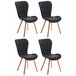 Set de 4 sillas de comedor Elda tapizadas en tela Negro
