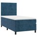 Cama box spring colchón y LED terciopelo - Rayas horizontales 90x200 Azul