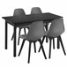 Juego de comedor Mesa + 4x sillas Horten acero MDF + plástico 120x60 Negro/ Gris