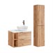 Conjunto mueble lavabo individual 2 nichos y columna April 46 Natural/ Blanco