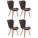 Set de 4 sillas de comedor Elda tapizadas en tela Marron