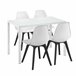 Juego de comedor Mesa + 4x sillas minimalista vidrio + plástico 105x60 Blanco/ Negro
