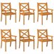 Set 6 sillas de comedor de jardín de madera maciza Marron