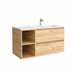 Mueble de baño 2 cajones 2 huecos con Lavabo integrado 100 Roble