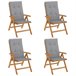 Set 4 sillas de jardin reclinables con cojines Gris