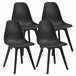 Set de 4 sillas de comedor Brevik diseño nórdico plástico Negro
