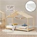 Cama para niños Brome en forma de casa con colchón y techo Pino