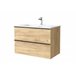 Mueble de baño Nabua con tirador de pestaña | Lavabo de porcelana 80 Roble