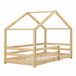 Cama para niños Knätten  En diseño de Casa con Somier madera pino 87x165 Blanco Mate/ Sahara