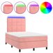 Cama box spring colchón y LED terciopelo - Bloques con cuadros 120x200 Rosa