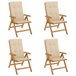 Set 4 sillas de jardin reclinables con cojines Beige