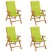 Set 4 sillas de jardin reclinables con cojines Verde