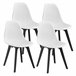 Set de 4 sillas de comedor Brevik diseño nórdico plástico Blanco/ Negro