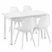 Juego de comedor Mesa + 4x sillas Horten acero MDF + plástico 120x60 Blanco