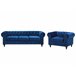 Beliani Conjunto de sofás CHESTERFIELD Azul Marino