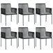 Set 6 sillas jardín de ratán con cojines Negro