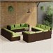 Set muebles de jardín 13 pzas y cojines ratán sintético Verde