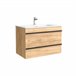 Mueble de baño BORN con perfil de tirador - Lavabo de porcelana 80 Roble