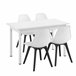 Juego de comedor Mesa + 4x sillas Horten acero MDF + plástico 120x60 Blanco/ Negro