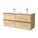 Mueble de baño Nabua con tirador de pestaña | Lavabo de porcelana 120 Roble
