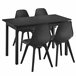 Juego de comedor Mesa + 4x sillas Horten acero MDF + plástico 120x60 Negro