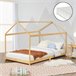 Cama infantil Vindafjord en forma de casa con colchón bambú 205x96 Natural