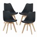 Set de 4x sillas de comedor Fläten estilo escandinavo madera Negro