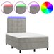 Cama box spring colchón y LED terciopelo - Bloques con cuadros 120x200 Gris Claro