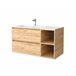 Mueble de baño 2 cajones y 2 huecos - Lavabo integrado 90 Roble