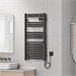 Radiador toallero eléctrico mural Uvdal 500W 16 tubos aluminio Negro