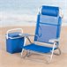 Aktive Silla de playa plegable y reclinable 7 posiciones c/cojín y asas mano Azul