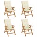 Set 4 sillas de jardin reclinables con cojines Crema