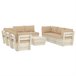 Muebles de jardín de palets 9 piezas y cojines madera de abeto Beige