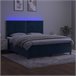 Cama box spring LED terciopelo - Liso con clavos 180x200 Azul