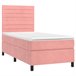 Cama box spring colchón y LED terciopelo - Rayas horizontales 90x200 Rosa