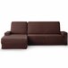 Eiffel Textile Funda de sofa chaise longue elástica adaptable dos piezas. Milan. Chaise Longue Izquierdo Brazo Corto Marron