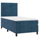 Cama box spring colchón y LED terciopelo - Rayas verticales 100x200 Azul