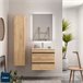 Mueble de baño BORN con perfil de tirador - Lavabo de porcelana 60 Roble