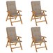 Set 4 sillas de jardin reclinables con cojines Marron