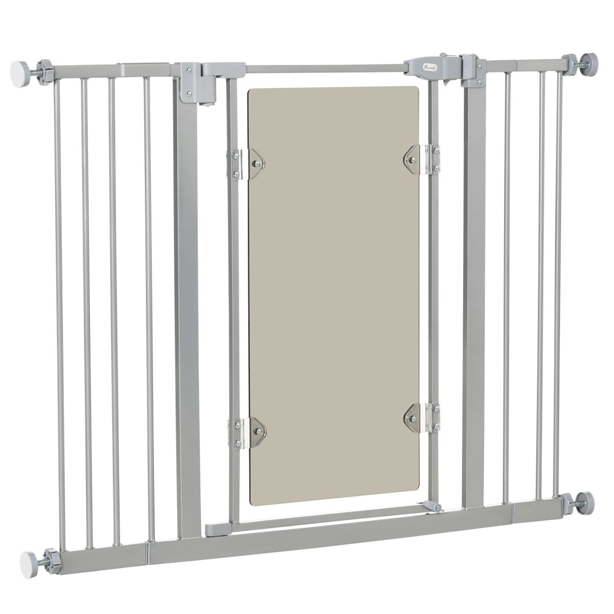 PawHut Barrera de Seguridad de Perros Extensible para Puertas y Escaleras  74-105 cm con 2 Extensiones de 10/15 cm con 2 Puertas y Cierre Automático  Acero Altura 76,2 cm Negro