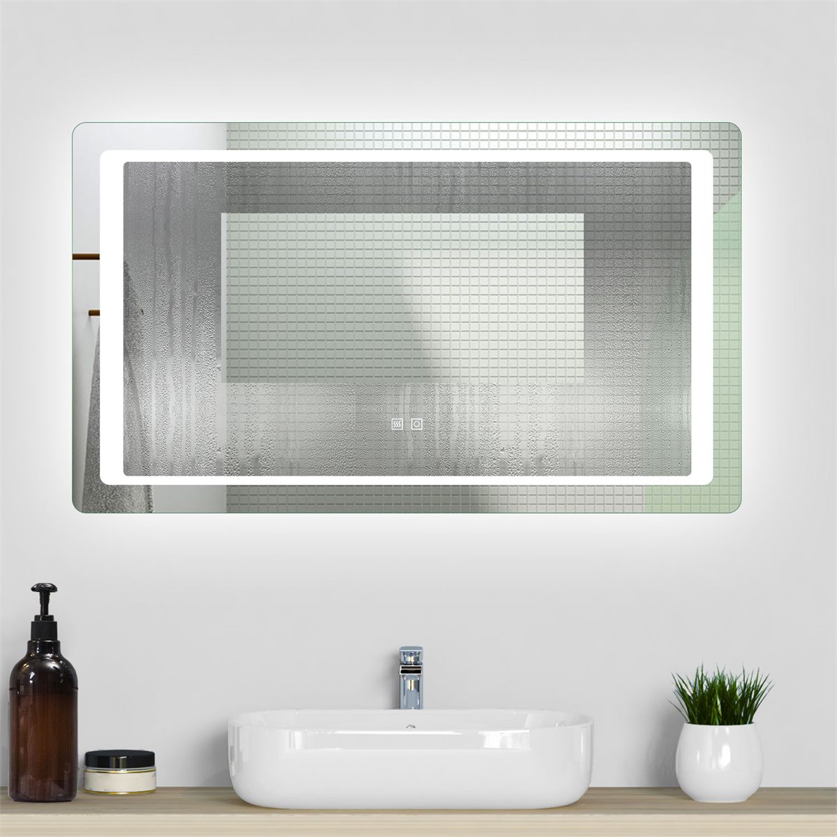 Espejo de baño led 120×70cm + bluetooth + espejo de aumento + regulable